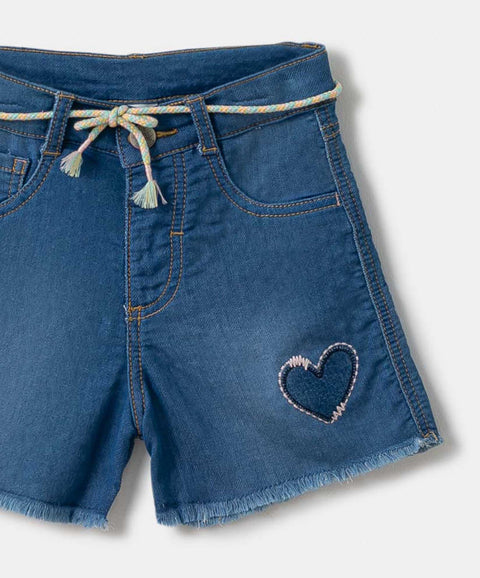 Short para bebé niña en denim color índigo