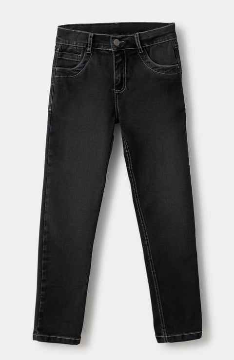 Jean Bota Recta Para Niño En Denim Color Negro