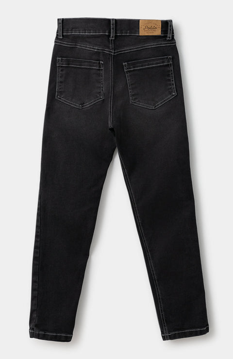Jean Bota Recta Para Niño En Denim Color Negro