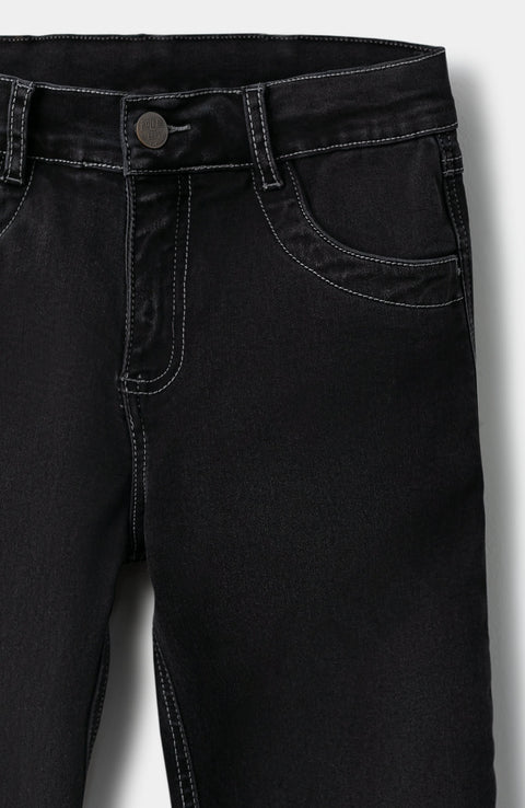 Jean Bota Recta Para Niño En Denim Color Negro