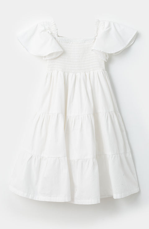 Vestido para bebé niña en popelina color blanco
