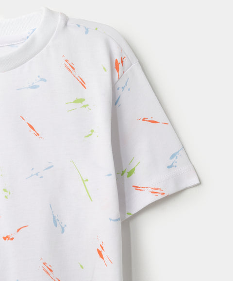 Camiseta manga corta para bebé niño en tela suave color blanco