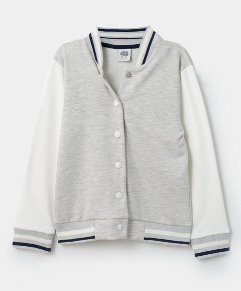 Chaqueta para bebé niño en burda color beige jasped con marfil
