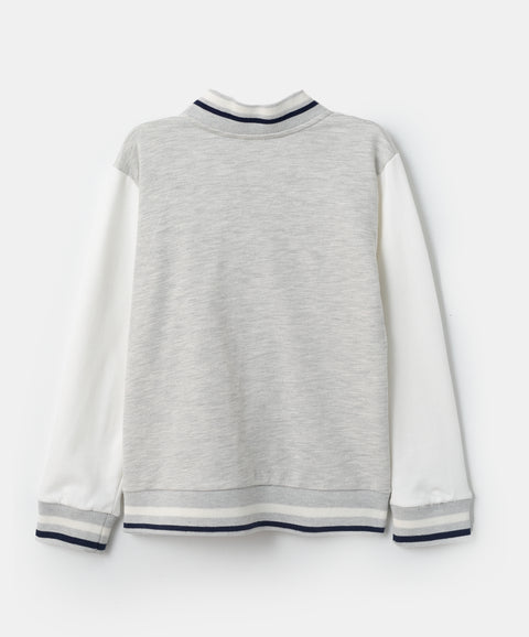 Chaqueta para bebé niño en burda color beige jasped con marfil