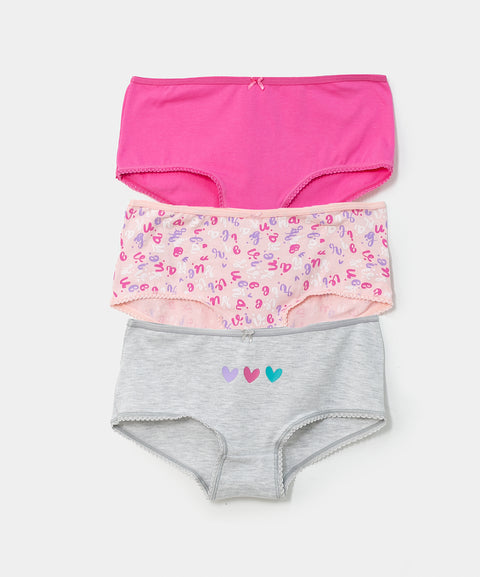 Paquete de panties x 3 para niña en algodón color gris jasped