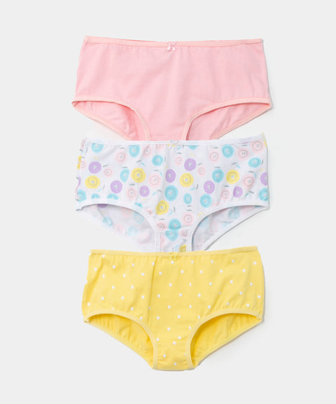 Paquete de panties x 3 para niña en algodón color amarillo