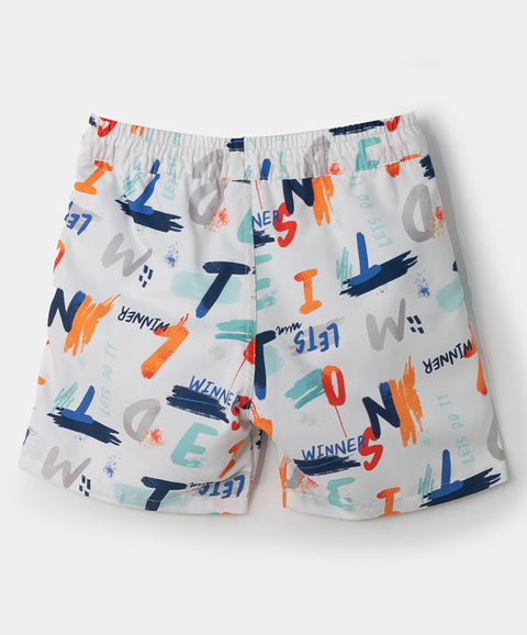 Bermuda de playa para niño en poliéster color marfil