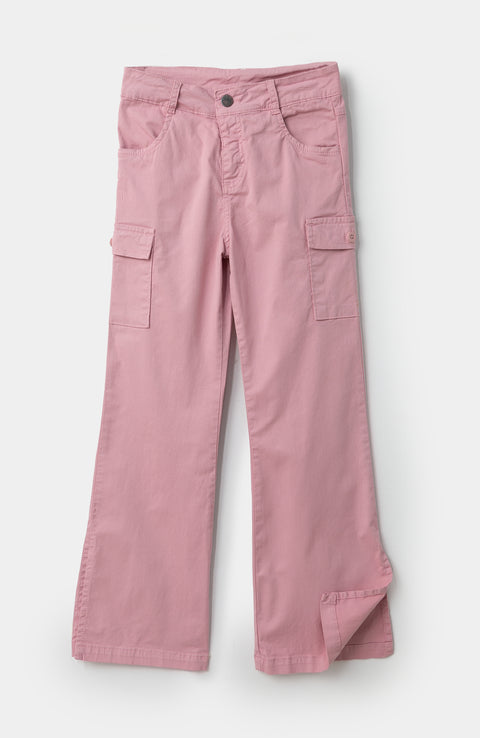 Pantalón cargo para niña en drill color rosado