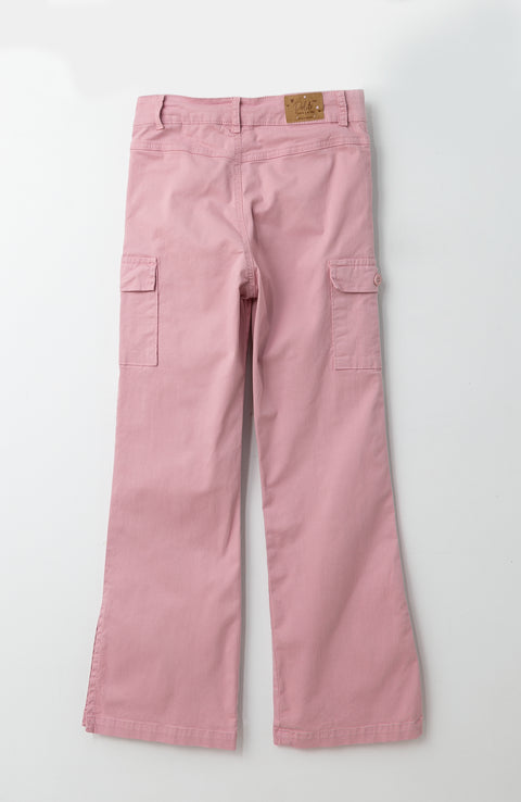 Pantalón cargo para niña en drill color rosado