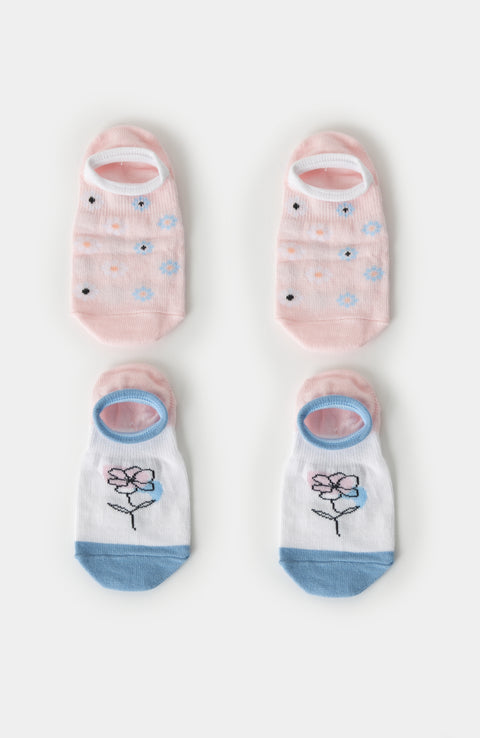 Medias x 2 para niña en algodón color rosado