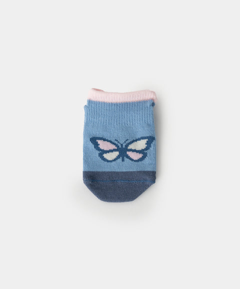Medias Tobilleras X2 Para Bebé Niña En Algodón En Colores Azul y Marfil
