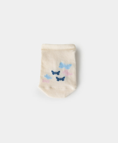 Medias Tobilleras X2 Para Bebé Niña En Algodón En Colores Azul y Marfil