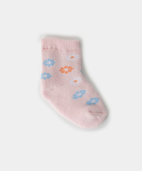 Medias x 2 para recién nacida en algodón color rosado con blanco