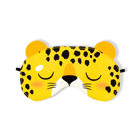 Antifaz para bebé niño color amarillo con estampado de leopardo