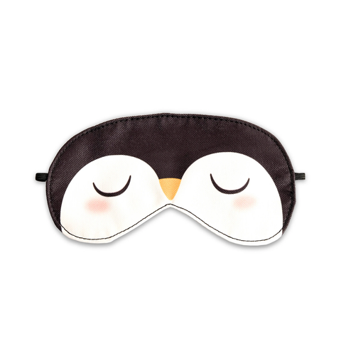 Antifaz para bebé niña color negro con estampado de pingüino