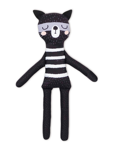 Peluche de gato en tela suave color negro