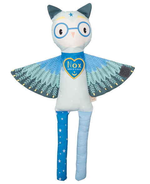 Peluche de lechuza en tela suave color azul