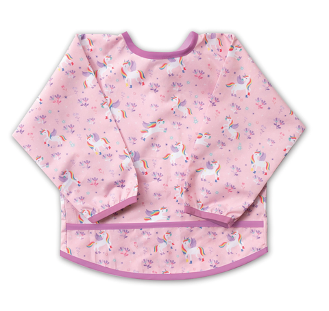Babero para bebé niña color rosado con estampado de unicornios