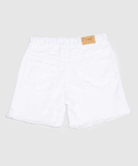 Short para niña en algodón color blanco