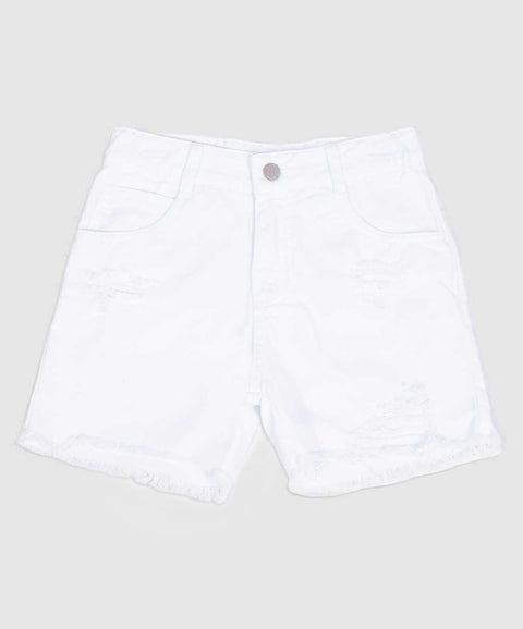Short para niña en algodón color blanco